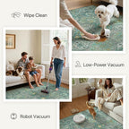Bavni 3x5 Area Rugs for Living Room, Machine Washable Rug Non Slip, Vintage Chenille Distressed Print Carpet, Large Low Pile Ultra-Thin Lightweight Rugs for Bedroom, Dining Room, Home, Office, Cyan