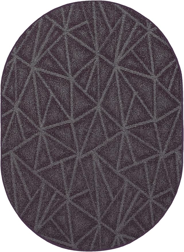 Furnish my Place Geometrical Pattern Indoor/Outdoor Refine Purple Rug, Abstract Area Rug, Doorway Mat, Contemporary Rug for Living Room, Entryway, Made in USA - 2' x 12' Oval