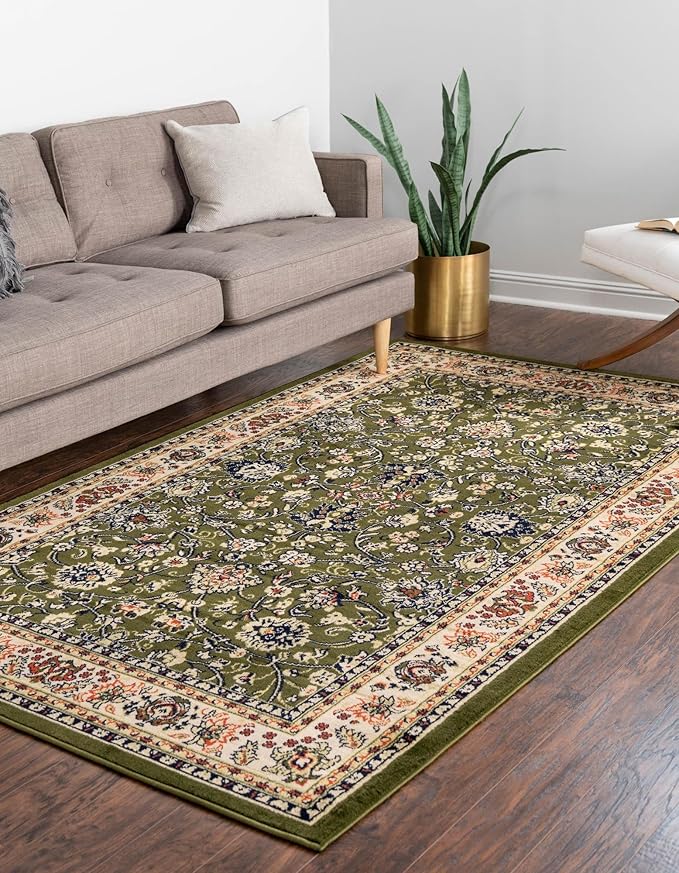Unique Loom Sialk Hill Collection Area Rug - Washington (7' 1" x 10' Rectangle Green/Hunter Green)