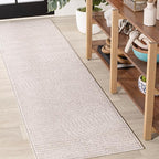 JONATHAN Y Hallie High-Low Curve Ivory/Cream Indoor/Outdoor Runner Rug, 2x8, Minimalist, Pet Friendly, Non-Shedding, Stain Resistant, Hose-Washable for Backyard, Patio, Porch (SCN100B-28)