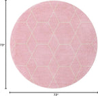Unique Loom Trellis Frieze Collection Area Rug - Geometric (6' Round, Light Pink/ Ivory)
