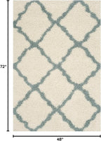 SAFAVIEH Dallas Shag Collection Accent Rug - 4' x 6', Ivory & Light Blue, Trellis Design, Non-Shedding & Easy Care, 1.5-inch Thick Ideal for High Traffic Areas in Foyer, Living Room, Bedroom (SGD257J)