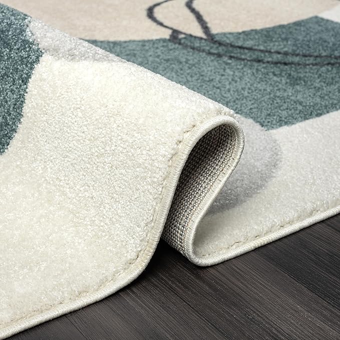 Abani Deco Collection Area Rug -Cream/Green Minimalist Design -6' x 9' - Easy to Clean - Durable for Kids and Pets - Non-Shedding - Medium Pile - Soft Feel - for Living Room, Bedroom & Office