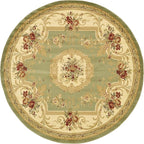 Rugs.com Chateau Collection Rug – 8 Ft Round Green Medium Rug Perfect for Kitchens, Dining Rooms