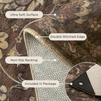 5X7 Area Rugs for Living Room, Soft Rugs Brown Washable Rug, Indoor Vintage Rugs for Bedroom Home Office Laundry, Rubber Backed Non Slip Low Pile Carpet, Dark Brown