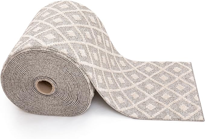 Well Woven Custom Size Runner - Choose Your Length - Ainsley Ivory Diamond Trellis Geometric Tribal - 27 Inches Wide x 22 Feet Long Runner (27" x 22' Runner) Rug