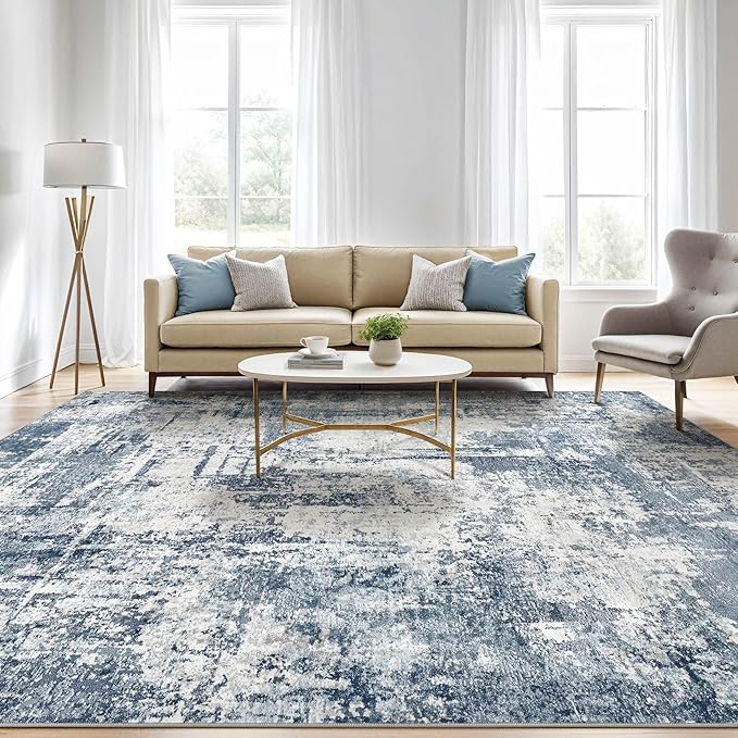 8x10 Area Rugs Living Room: Washable Large Abstract Soft Rug Stain Resistant Indoor Non-Slip Carpet for Men Modern Home Enthusiasts Aged 25-45 - High Traffic Areas - Bedroom Office Playroom