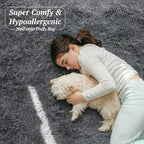 6x9 Area Rugs for Living Room Bedroom, Soft Fluffy Shaggy Bedside Rug, Indoor Floor Carpet for Kids Playroom, Dorms, Nursery Rooms, Home Decor (Grey 6'x9')