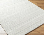 Mark&Day Wool Rugs, 2x3 Precious Solid and Border Cream/Light Slate Area Rug, Cream Grey Carpet for Living Room, Bedroom or Kitchen (2' x 3')