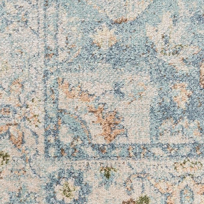 Nourison Home Astra Machine Washable Light Blue 5'3" x 7' Area Rug - Easy Clean, Non Shedding, Bed Room, Living Room, Dining Room, Kitchen (5' x 7')