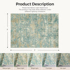 WITSHOCK Living Room Area Rugs 5x7：Modern Abstract Machine Washable Large Rug for Bedroom Dining Room Non-Slip Stain Resistant Home Office Decor,Teal Brown