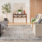 Nourison Home Astra Machine Washable Ivory Blue 6'7" x 9' Area Rug - Easy Clean, Non Shedding, Bed Room, Living Room, Dining Room, Kitchen (7' x 9')