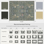 Kokia Boho Vintage Floral Area Rugs, Washable Oriental Botanical Rugs for Living Room, Bedroom, Dining Room, Office, Large Soft Indoor Area Rug, Sage Green，8x10