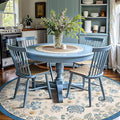 jinchan Elora 7ft Floral Round Rug for Dining Room Washable Living Room Rug Vintage Romance Design Non Slip Indoor Floor Cover Lightweight Low-Profile Throw Carpet for Bedroom Porch Patio, Blue/Beige