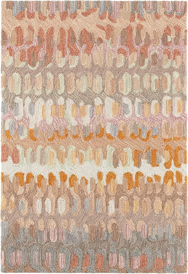 Dash and Albert Paint Chip Wool Area Rug - 4' x 6' Stone Graphic Hand Micro Hooked Accent Rug - Durable, High Traffic Areas Hallway, Living Room, Stairs