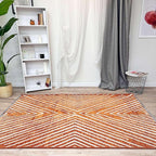 Alfa Rich 5x8 Geometric Burnt Orange Off White Washable Area Rugs for Living Room Bedroom Cotton Rug