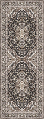 Washable Runner Rug 3x8 | Non Slip Rug Runners for Hallways, Entryways, Kitchens, Bathrooms, Bedrooms | Ultra-Soft Flannel Carpet Runners with Rubber Backing (Black Brown, 3x8)