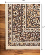 Unique Loom Reza Collection Traditional Persian Style Area Rug, Square 8' 0" x 8' 0", Ivory/Brown