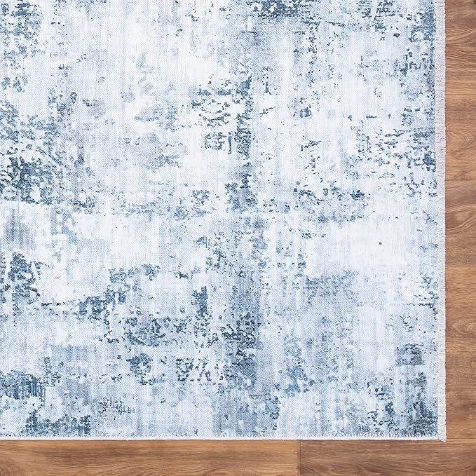 Bloom Rugs Caria Washable Non-Slip 9x12 Rug - Blue/Gray Modern Abstract Area Rug for Living Room, Bedroom, Dining Room, and Kitchen - Exact Size: 9' x 12'