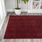 Eyely UES100Q-5 Supersoft Haze Solid Low-Pile Indoor Area Rug Casual;Contemporary;Solid;Traditional, Bedroom, Kitchen, Living Room, Easy-Cleaning, Non-Shedding, 5 X 8, Dark Red