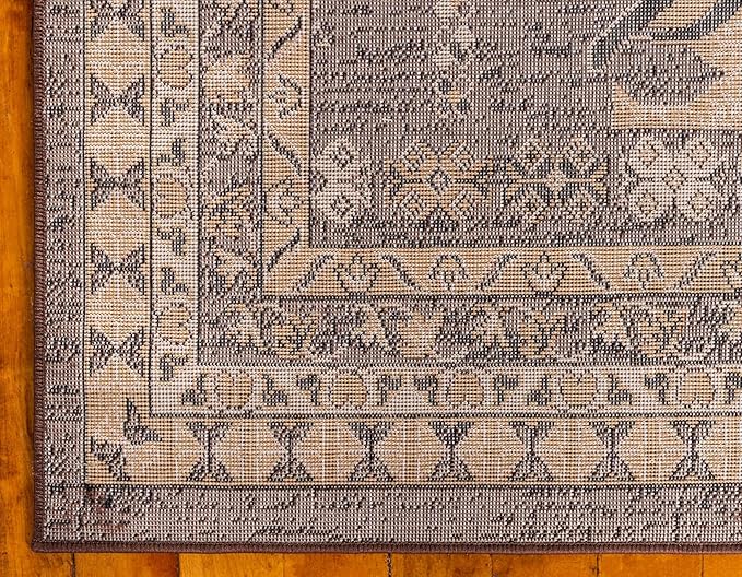 Unique Loom Taftan Collection Border Geometric Tribal Inspired Design Area Rug (2' 2 x 3' 0 Rectangular, Brown/ Tan)