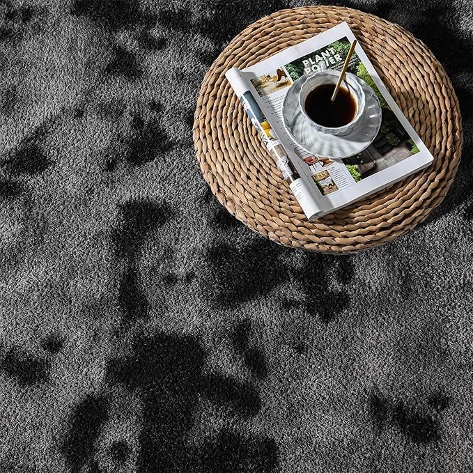 Large Soft Rugs for Living Room, 6 x 9 Ft Tie-Dyed Thickened Memory Foam Area Rug for Bedroom, Non-Slip Comfy Indoor Carpet for Boys Girls Room Nursery Home Decor, Dark Grey