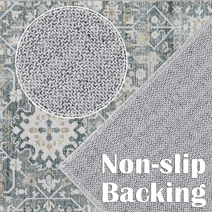 jinchan Runner Rug 3x8 Washable Hallway Rug Distressed Gray Multi Vintage Floral Runner Kitchen Floor Cover Indoor Mat Retro Entryway Living Room Bedroom Office Farmhouse Grey