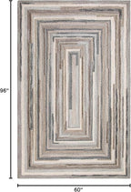 Company C Concentric Squares Wool Area Rug 5' X 8' Gray Striped