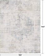Washable Abstract Modern Area Rug 9x12 for Living Room, Bedroom, Dining Room, Home Office, Low Pile Non Slip Ultra Soft Stain Resistant, Distressed Medallion Decor, Light Blue