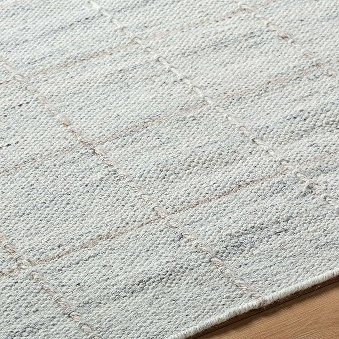 Mark&Day Wool Rugs, 2x3 Ishaq Cottage Metallic - Silver Area Rug, Grey Silver Carpet for Living Room, Bedroom or Kitchen (2' x 3')