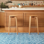 Dash & Albert Kota Indigo Machine Washable Rug, 7.5 X 9.5 Feet, Blue Geometric Pattern