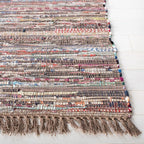 SAFAVIEH Rag Rug Collection Area Rug - 10' x 14', Rust & Multi, Handmade Boho Stripe Cotton, Ideal for High Traffic Areas in Living Room, Bedroom (RAR121E)