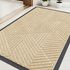 Kitinjoy Front Door Mat Outside Entrance, Sturdy Natural Dirt Trapper, Heavy Duty Rubber Doormat, Low Profile Non-Slip Backing, Easy Clean Floor Mat for Indoor Outdoor Entry, 29.5X17 Inch, Beige