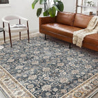 Washable Area Rug 9'x12' Retro Boho Design Non-Shedding Easy Care Ideal for High Traffic Areas in Living Room Bedroom Office Coffee Table Kitchen Large Carpet