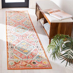 SAFAVIEH Madison Collection Runner Rug - 2' x 8', Rust & Pink, Boho Diamond Distressed Design, Non-Shedding & Easy Care, Ideal for High Traffic Areas in Living Room, Bedroom (MAD418Q)