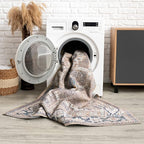 Bloom Rugs Washable 3' x 5' Rug - Brown/Blue/Orange Traditional Area Rug for Living Room, Bedroom, Dining Room, and Kitchen - Exact Size: 3' x 5'