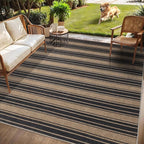 Striped Easy Jute Rug 5x7 Outdoor Patio Rug Washable Area Rugs for Living Room Bedroom Non Slip Neutral Farmhouse Indoor Outdoor Carpet for Backyard Patio Office