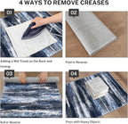 Modern Abstract Hallway Runner Rug, Navy Blue Washable Kitchen Runner Non-Slip Soft 2x8 Runner Rug Thin Print Faux Wool Carpet for Entryway Bedroom Laundry Room Indoor
