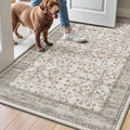 LUMI Indoor Thin Door Mat, 36x59 Washable Small Inside Doormat, Non Slip Low Pile Oriental Floor Carpet, Vintage Distressed Area Rug for Front Door,Entrance,Bedroom, Celadon