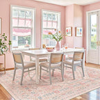 zesthome 7x9 Washable Rugs for Baby Girl, Super Soft Pink Rugs for Nursery Room, Non-Slip Stain Resistant Bedroom Rug, Ultra-Thin Large Area Rug (Pink/Blue,7'x9')