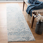 SAFAVIEH Tulum Collection Runner Rug - 2' x 17', Ivory & Turquoise, Moroccan Boho Tribal Design, Non-Shedding & Easy to Clean, Ideal for Living Room, Hallway, Foyer, Bedroom (TUL272E)