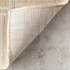 Nuloom Asha Tan/Ivory, 6'7" x 9', Casual, Striped Border, Soft and Cozy, High Traffic, Stain Resistant, Easy Clean, Durable Area Rug for Indoor/Outdoor Patio, Deck, Porch, Garden, Courtyard