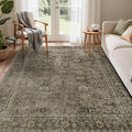 5x7 Area Rug Machine Washable Boho Rug for Living Room,Ultra-Thin Low Pile Carpet,Lightweight Indoor Printed Rug,Non Slip Floral Area Rug for Bedroom, Dining Room, Home Office,Vintage Sage Green