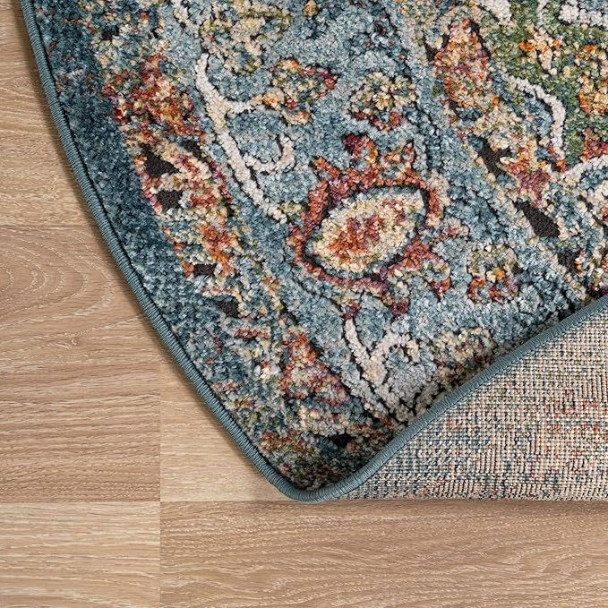 Unique Loom Isabella Collection Area Rug - Rossellini (7' 10" Round, Blue/ Beige)