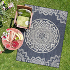 CAMILSON Outdoor Rug 6x9 Modern Area Rugs for Indoor and Outdoor Patios and Porches - Waterproof, Washable, Non-Shedding, Easy-to-Clean Outside Carpet (6 x 9, Medallion - Blue/White)