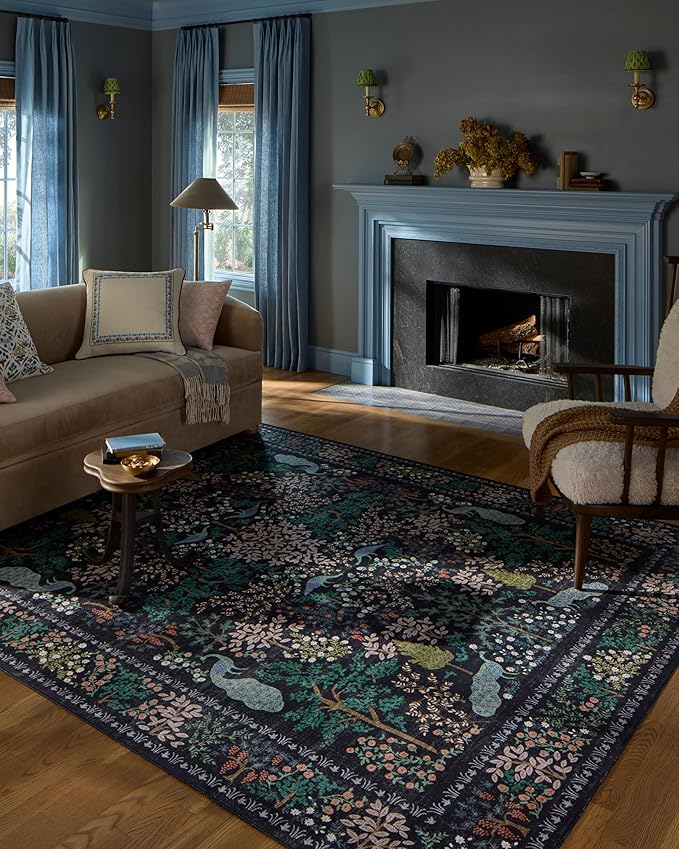 Loloi Rifle Paper Co. Canopy Collection CNP-05 Charcoal 6'-0" x 9'-0" Area Rug
