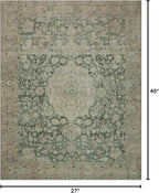 Loloi Magnolia Home by Joanna Gaines Sinclair Collection SIN-05 Jade/Sand 2'-3" x 3'-9", .25" Pile Height, Machine Washable, Accent Rug