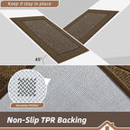 BEQHAUSE Indoor Door Mat 24" x 60", Dirt Trapper Door Mats Non-Slip Entryway Rugs Washable, Resist Dirt Absorbent Welcome Mat, Low Profile Floor Mats for Front Back Door and Entryway, Brown