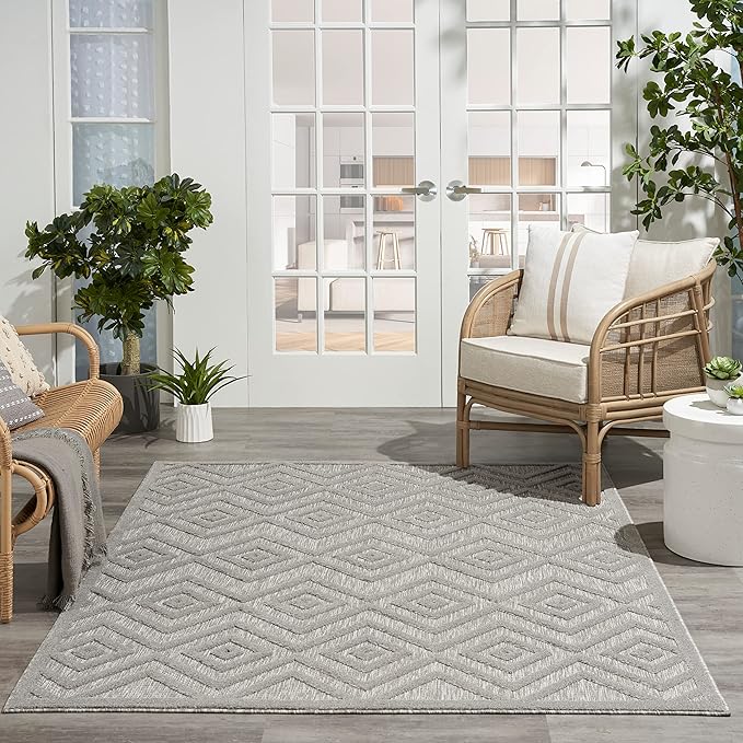 Nourison Home Versatile Silver Grey 4' x 6' Area Rug - Easy Clean, Non Shedding, Bed Room, Living Room, Dining Room, Kitchen (4' x 6')