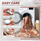 EnHomee 3x5 Washable Area Rugs for Bedroom, Boho Vintage Rugs, Foldable Area Rug for Dining Room, Non-Slip Soft Living Room Rug, Low Pile Large Carpet for Bathroom, Red